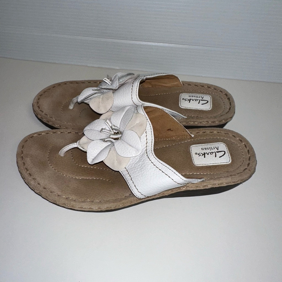 Clarks Artisan Flower Top Sandals LEATHER Clogs Mules Sandals Shoes Women SZ 11 - Picture 3 of 11